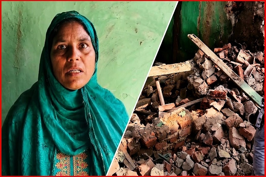 भारी बारिश में गिरा विधवा महिला का मकान, आबुआ आवास की सूची में नाम है पर नहीं मिली राशि!
