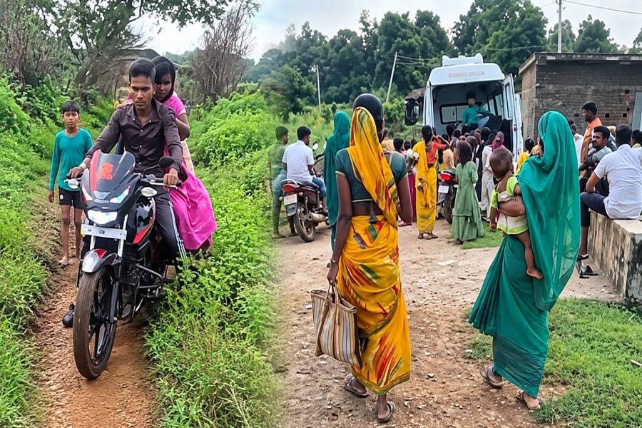 चतरा के मरगड़ा गांव में नहीं है पक्की सड़क, नहीं पहुंची एंबुलेंस; गर्भवती को बाइक का सहारा