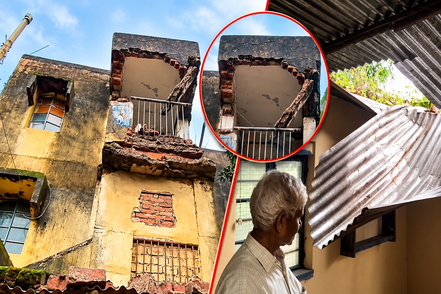 बोकारो में बारिश के दौरान गिरा जर्जर क्वार्टर का छज्जा, बाल-बाल बचे गृहस्वामी
