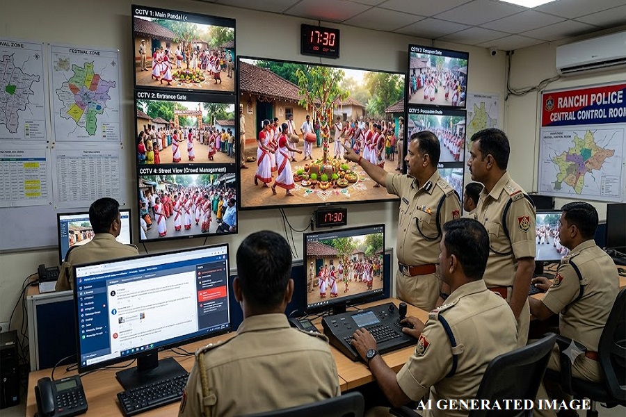 कर्मा पूजा को लेकर रांची पुलिस अलर्ट, 24 घंटे कंट्रोल रूम से निगरानी; सोशल मीडिया पर भी रहेगी नजर