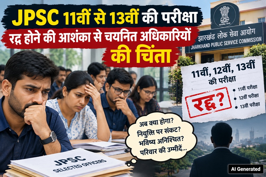 11वीं-13वीं की परीक्षा को JPSC 14 वीं से जोड़ने पर चयनित अधिकारियों ने व्यक्त की पीड़ा और उठाए  सवाल