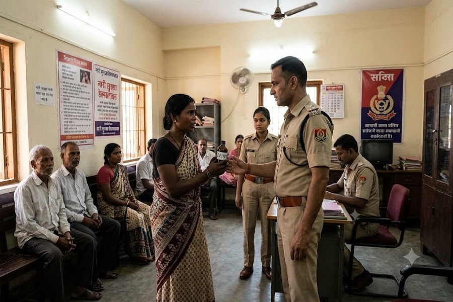 आदिवासी महिला ने थानेदार के सामने पी लिया जहर